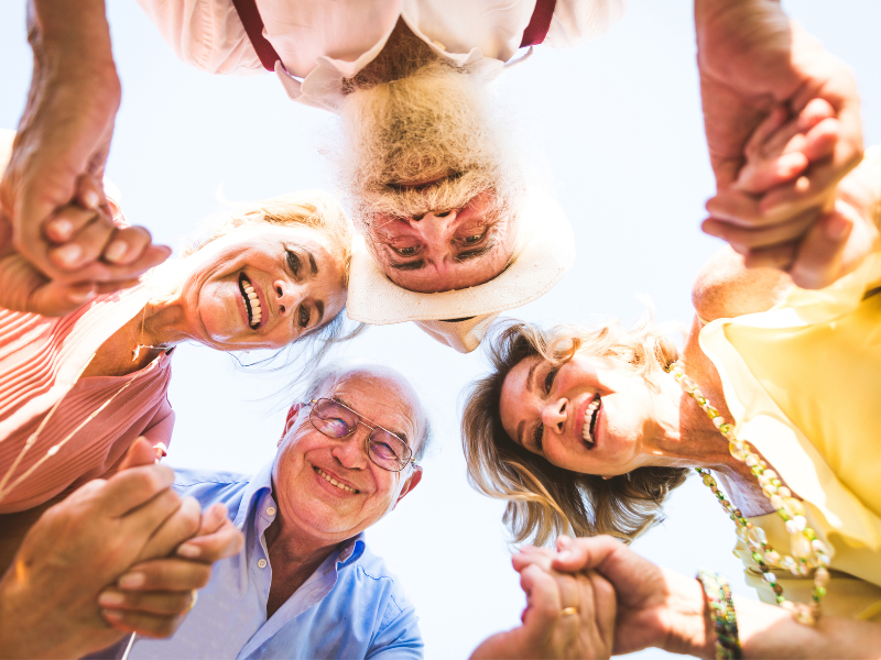 36 elderly group similing