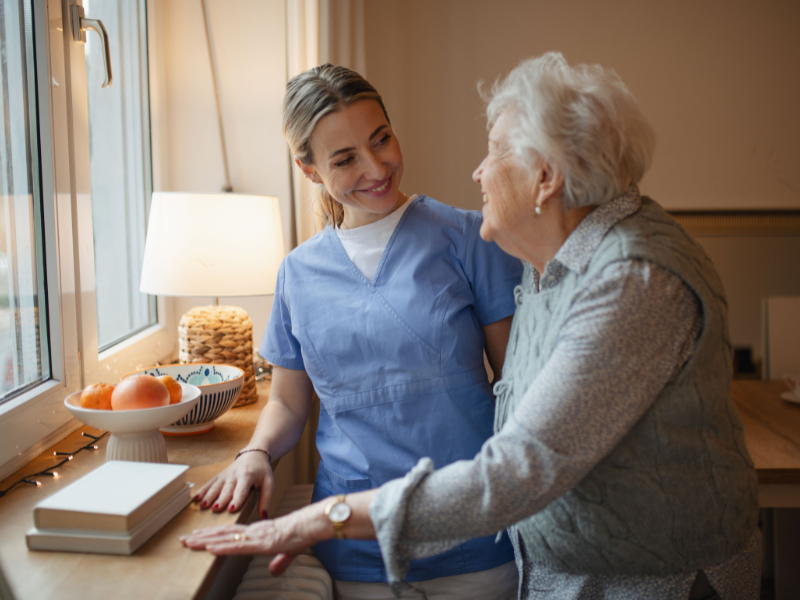 Blog Headers (10) caregiver and senior similing at eachother