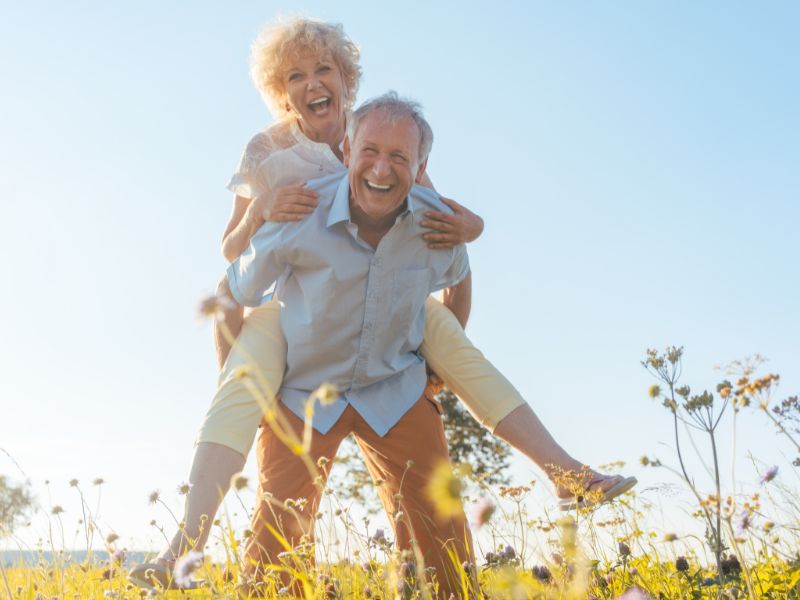 elderly women getting a biggie back from and elderly man