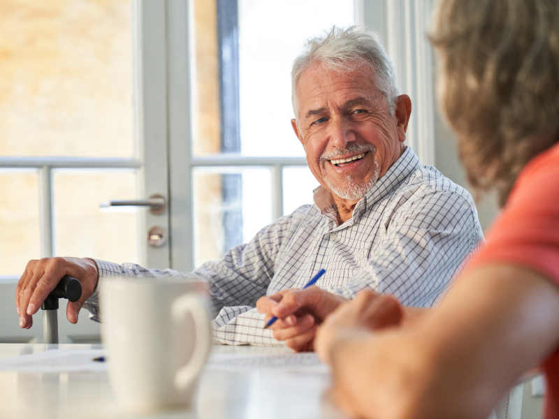 elderly man similing