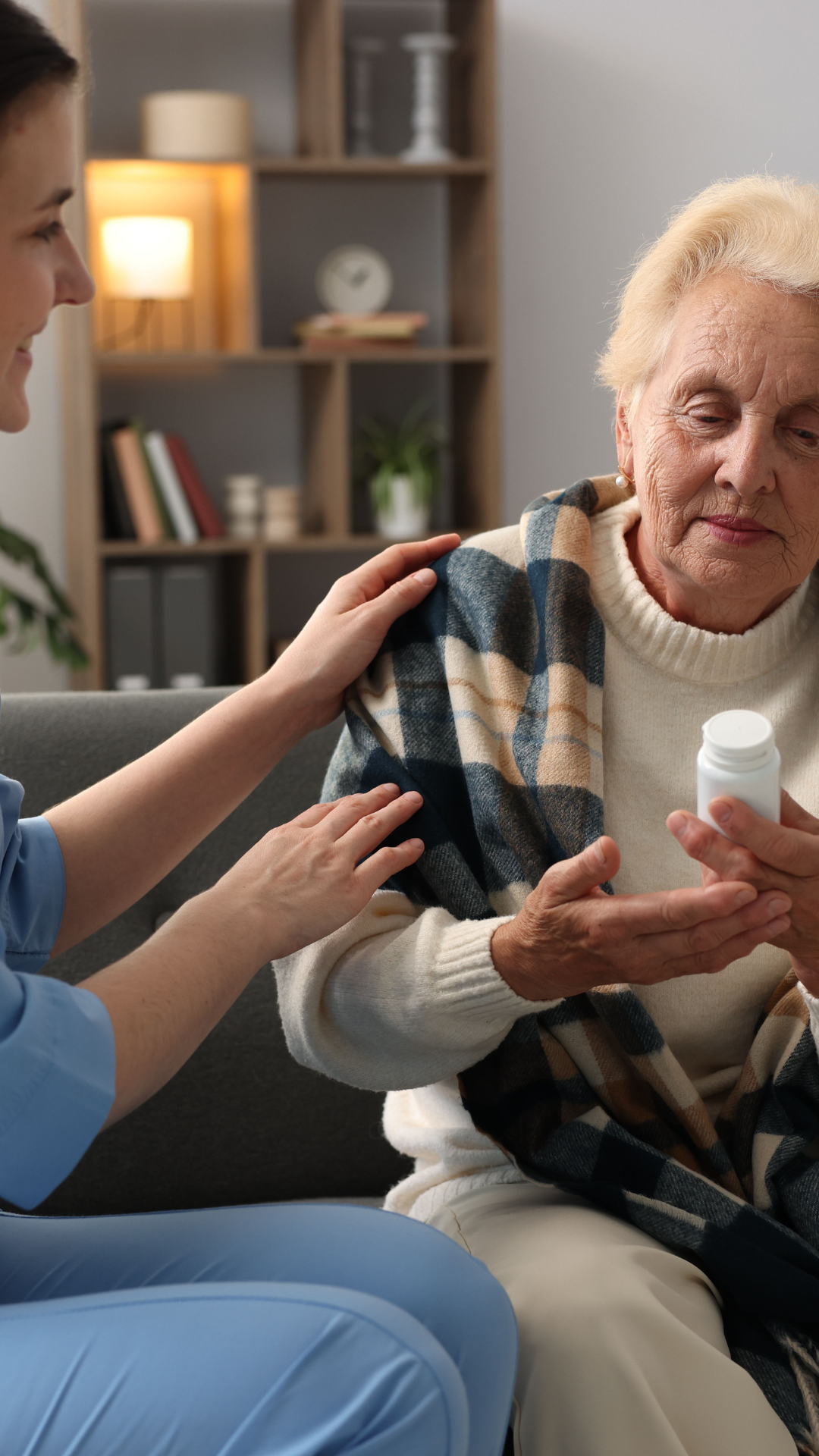 senior and caregiver