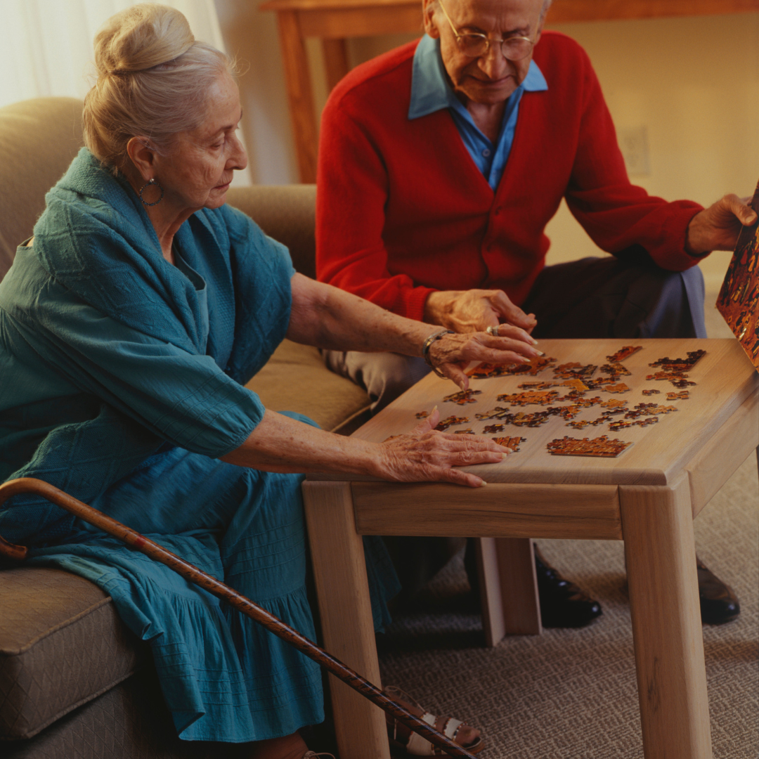 senior making a puzzle