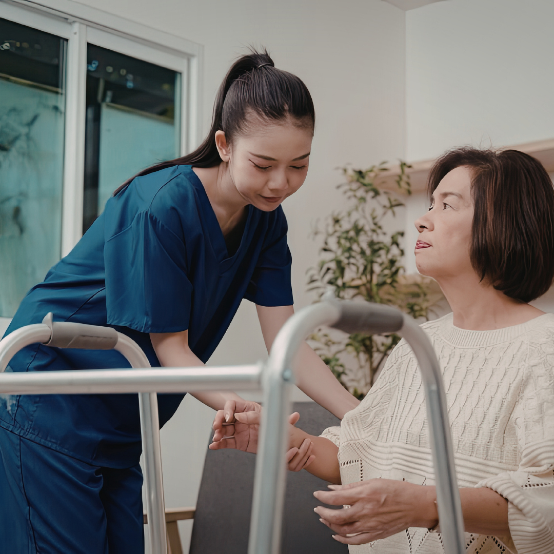  caregiver supporting Parkinson's home safety by assisting with mobility and fall prevention with Ideal Caregivers 4U